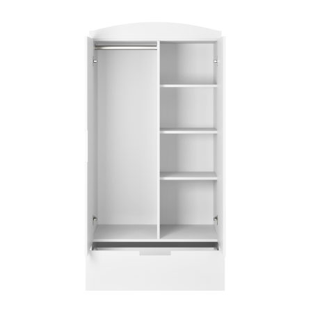 Dulap copii Classic MDF alb 183,5x90 cm cu sertar, bara de hainute si polite [2]