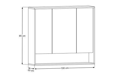 Dulap cu Oglindă Dorothy Ristretto 100 cm, 3 Uși, Stejar Ristretto - COMAD [4]