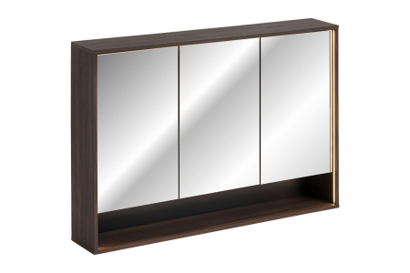 Mobilier Baie - Dulap cu Oglindă Dorothy Ristretto 120 cm, 3 Uși, Stejar Ristretto - COMAD