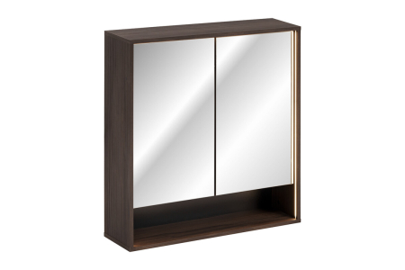 Mobilier Baie - Dulap cu Oglindă Dorothy Ristretto 80 cm, 2 Uși, Ristretto Stejar - COMAD