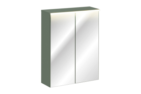 Mobilier Baie - Dulap cu oglindă pentru baie Sombra Green, lățime 60 cm, PAL Melaminat și Oglindă, Iluminare LED, 2 Uși, Închidere Silențioasă - COMAD, cod GREEN UN 84-60-2D