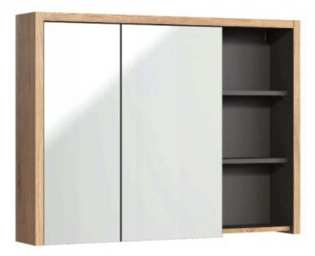 Produse - Dulap baie suspendat cu oglinda Devon 100x75 cm Stejar cu grafit COMAD