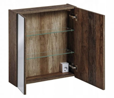Dulap baie suspendat cu oglinda 60x65/80x65 cm Santa Fe Oak COMAD [1]