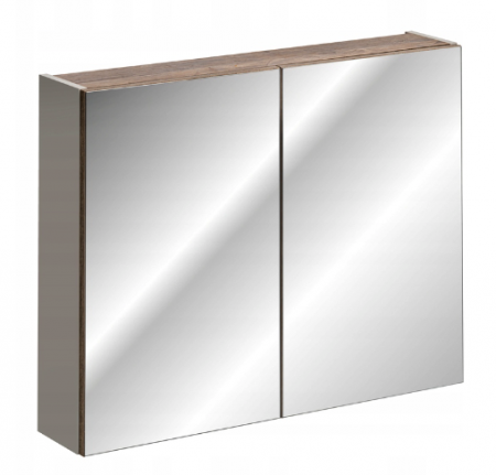Produse - 2 x Dulap de baie suspendat cu oglinda 60x65/80x65 cm, taupe, Santa Fe - COMAD
