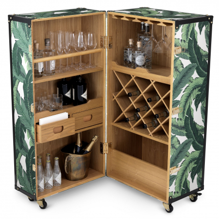 Dulapuri living - Dulap de lux pentru vinuri Martini Bianco tip servieta, model tropical cu frunze verzi | Eichholtz - 114020