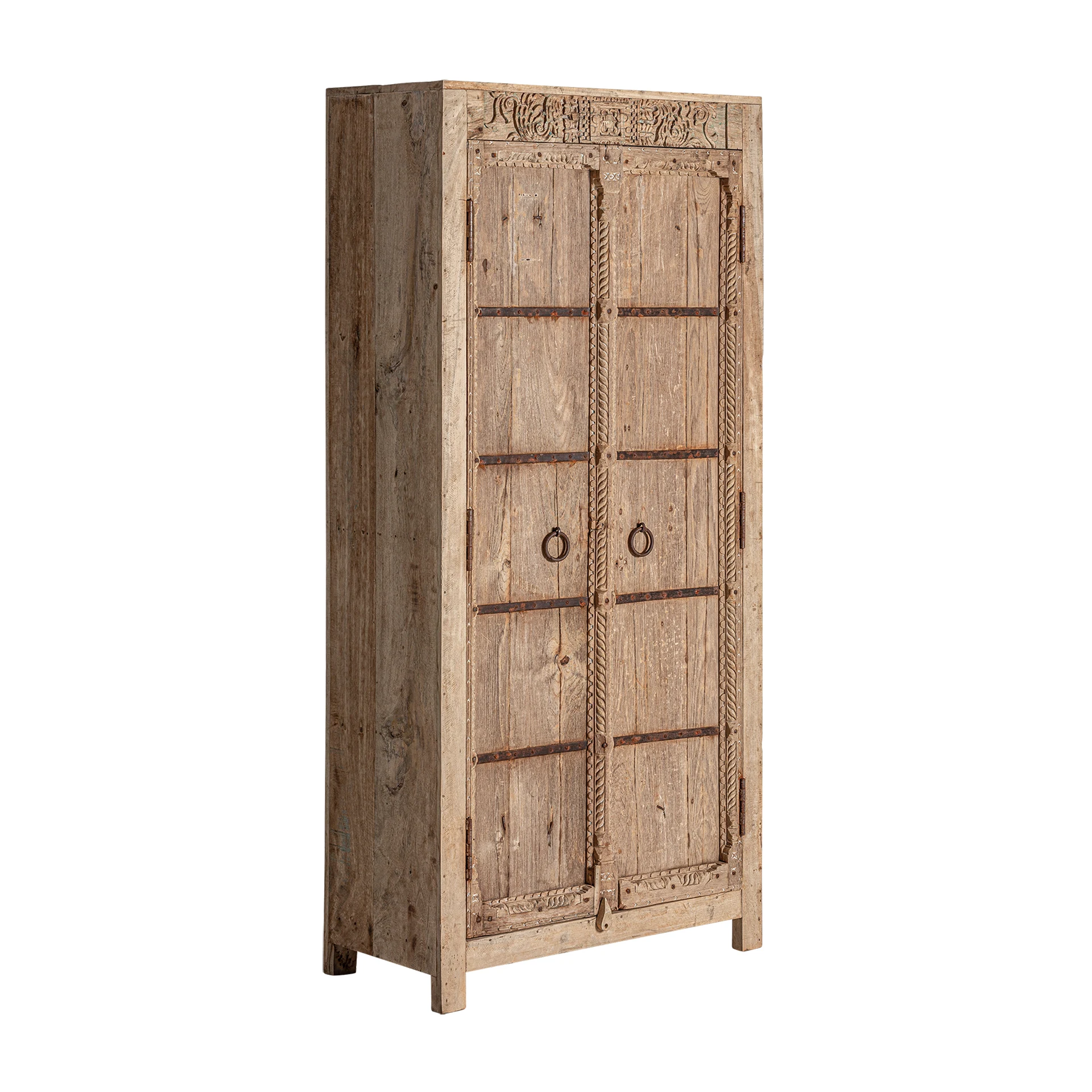 Dulap din Fier si Lemn de Tec, Maro, 92x42x185 cm, Stil Clasic - VicalHome 33982 [5]
