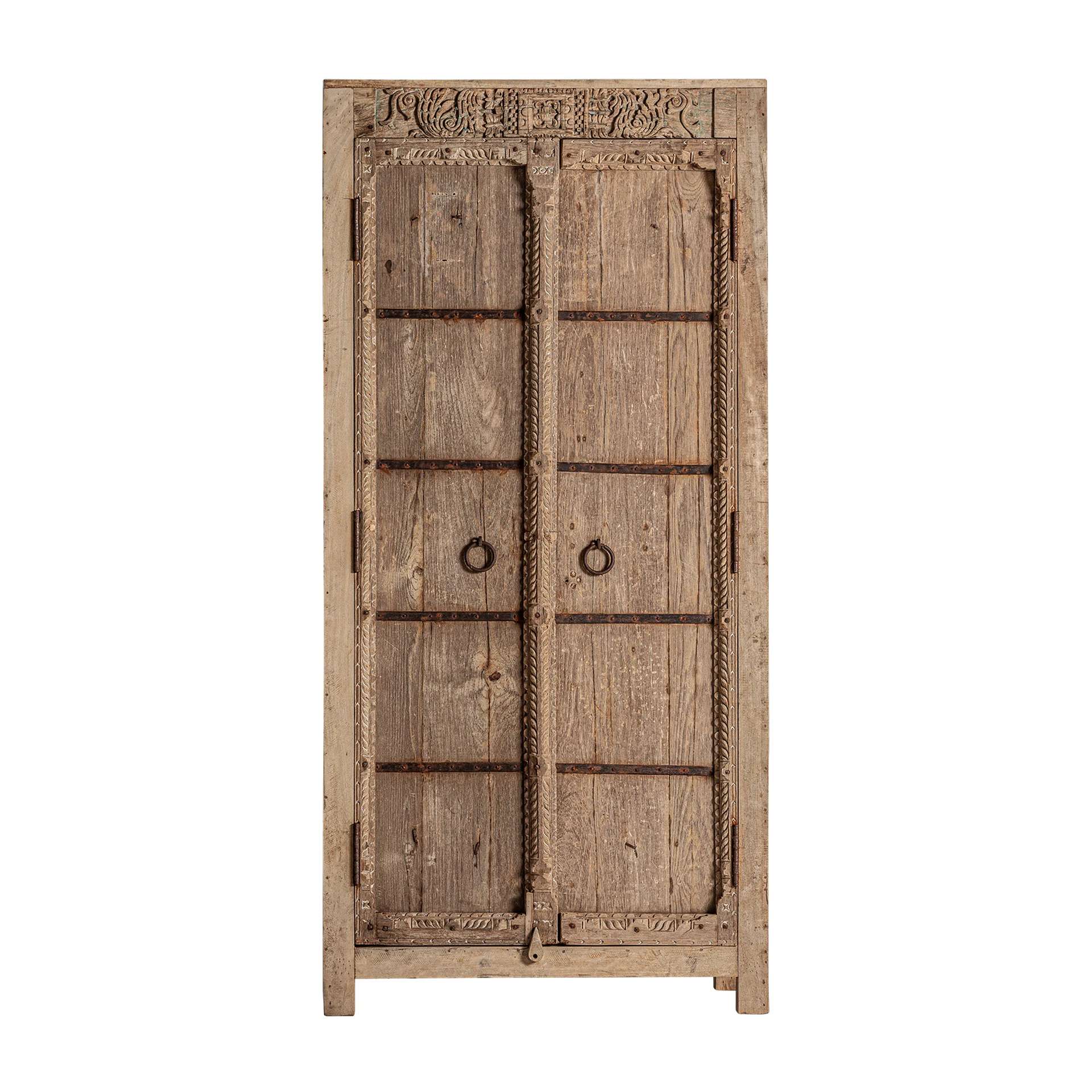 Dulap din Fier si Lemn de Tec, Maro, 92x42x185 cm, Stil Clasic - VicalHome 33982 [1]