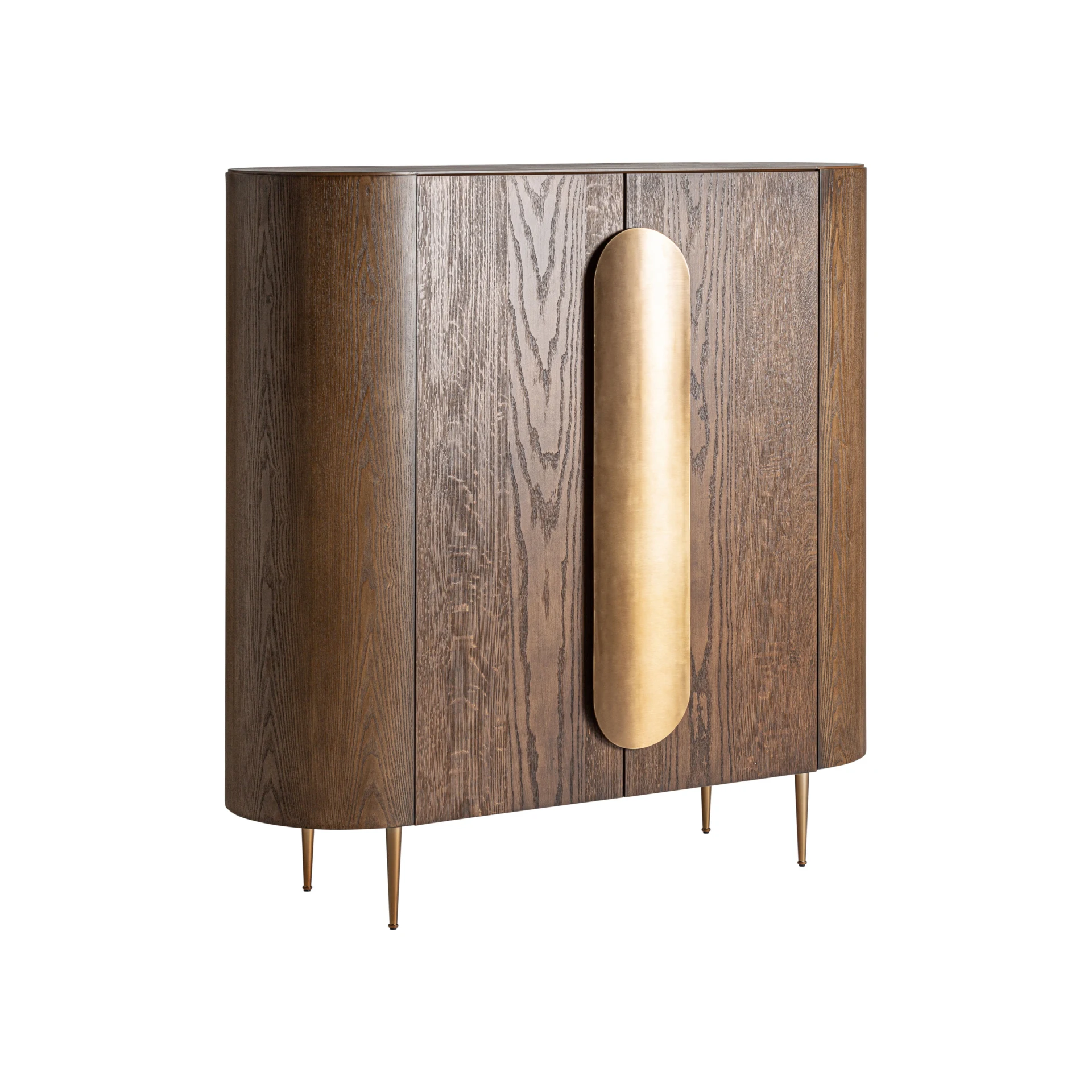Dulap din Oak Veneer, Mdf Wood si Stainless Steel, Auriu, 140x48x141 cm - VicalHome 35265 [6]