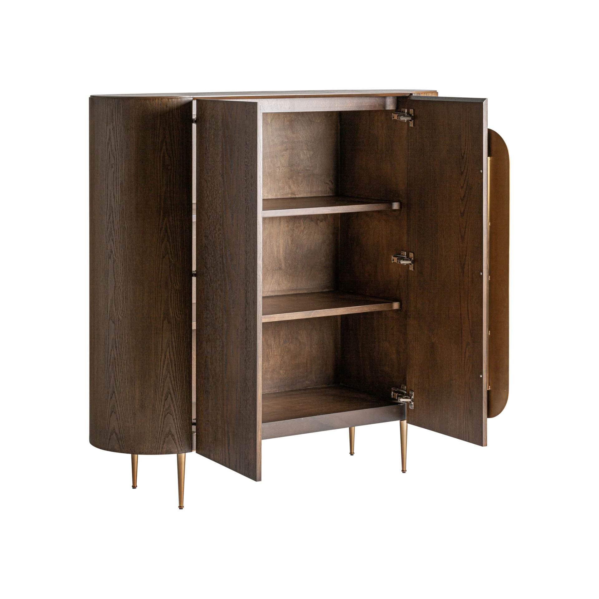 Dulap din Oak Veneer, Mdf Wood si Stainless Steel, Auriu, 140x48x141 cm - VicalHome 35265 [10]