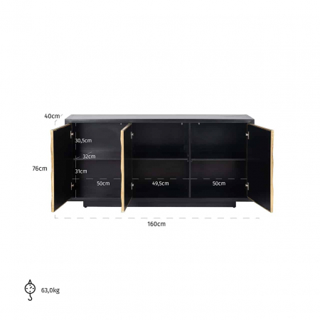 Dulap Esher cu 3 uși (negru), 7584 - Richmond Interiors [3]
