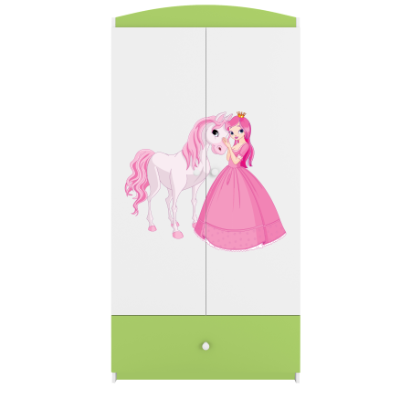Dulap haine camera fetite cu desen zana si unicorn Babydream, MDF diverse culori, sertare si bara de haine [0]