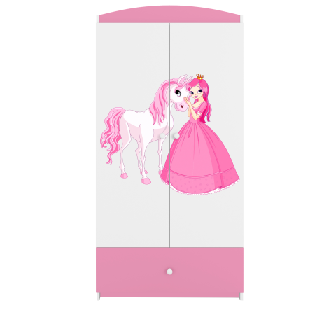 Dulap haine camera fetite cu desen zana si unicorn Babydream, MDF diverse culori, sertare si bara de haine [0]
