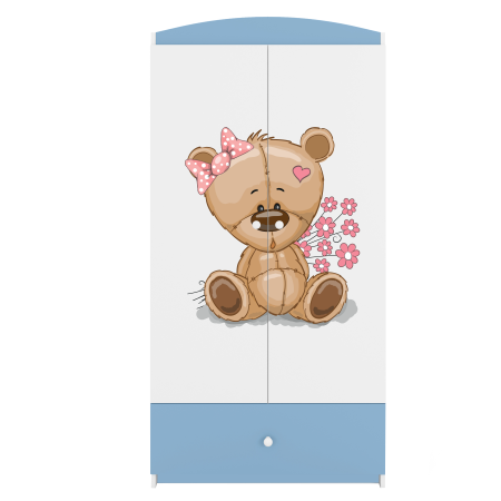 Dulap haine copii cu desen ursulet Babydream, MDF diverse culori, sertare si bara de haine [0]