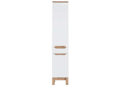 Dulap inalt baie 190x35 cm, Bali White, MDF alb lucios, stejar auriu COMAD [1]