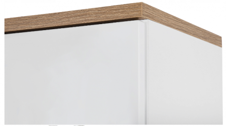 Dulap inalt baie 187x60, Bali White, MDF alb lucios, stejar auriu, COMAD [4]