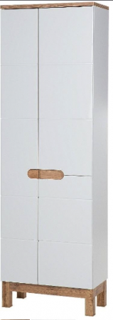 Produse - Dulap inalt baie Bali White II 187x60, MDF alb lucios, stejar auriu COMAD