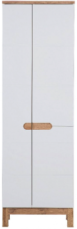 Dulap inalt baie Bali White II 187x60, MDF alb lucios, stejar auriu COMAD [1]