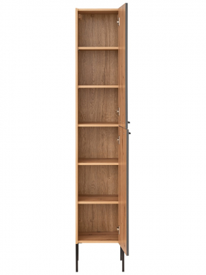 Dulap inalt baie 170x35 cm, MDF Madera Grey, gri grafit mat/stejar, picioare metal COMAD [3]
