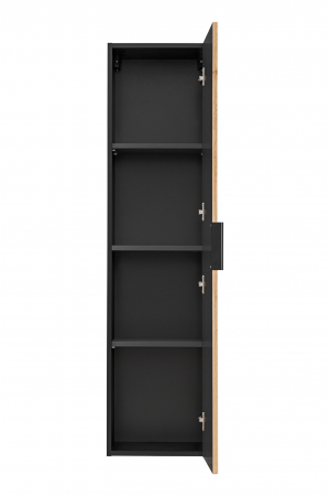 Dulap inalt baie suspendat, 140x35 cm, stejar cu insertii negre, Xilo, Comad [1]