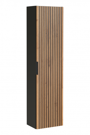 Dulap inalt baie suspendat, 140x35 cm, stejar cu insertii negre, Xilo, Comad [3]