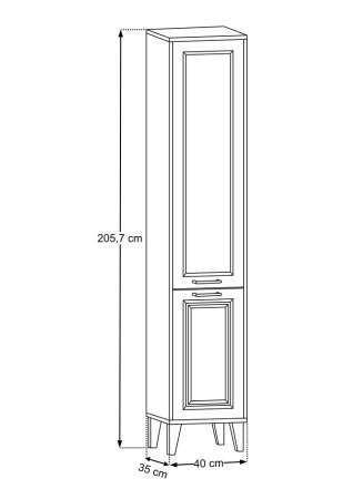 Dulap Înalt Dorothy Ristretto 40 cm, 2 Uși, Mânere Negru Mat, Deschidere Reversibilă, Stejar Ristretto - COMAD [4]