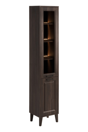 Mobilier Baie - Dulap Înalt Dorothy Ristretto 40 cm, 2 Uși, Mânere Negru Mat, Deschidere Reversibilă, Stejar Ristretto - COMAD