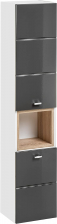 Promotii - Dulap inalt baie 30x140x25 cm, PAL, gri/alb, Finka Grey COMAD