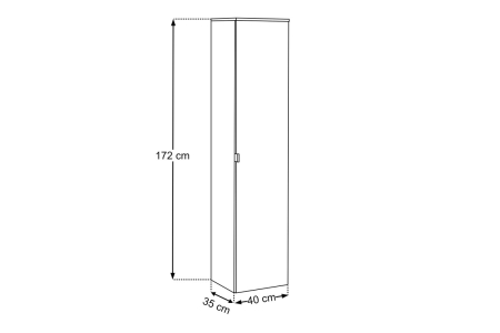Dulap înalt pentru baie Sombra Green, înălțime 172 cm, PAL Melaminat Verde Stuf, Iluminare LED, 1 Ușă, Suspendat, Închidere Silențioasă - COMAD, cod SOMBRA GREEN 80-40-1D [4]
