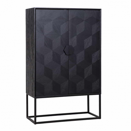 Dulapuri - Dulap living premium stejar negru Dargo 110x175 cm, picioare negre metal, 7540 - Richmond Interiors