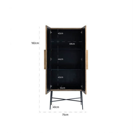 Dulap lux auriu cu 2 usi Tosea 75x180 cm MDF si lemn de mesteacan, baza metal, 7570 - Richmond Interiors [3]