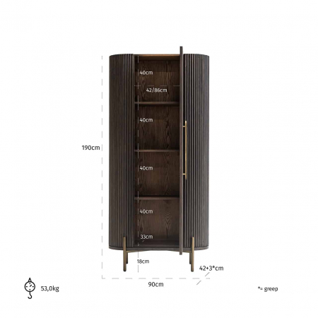 Dulap Luxor cu 1 ușă (maro), 7754 - Richmond Interiors [3]