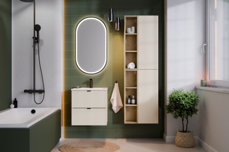 Dulap sub lavoar 50cm cu 2 sertare, dimensiune 46 cm x 50 cm x 50 cm, culoare Cashmir mat, material PAL melaminat, brand COMAD. [3]