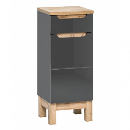 Dulapuri pentru baie - Dulapior baie 90x35 cm, MDF gri lucios, stejar auriu, Bali Grey, COMAD