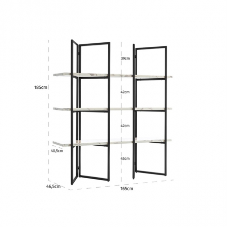 Etajera lux aurie/neagra Dede 165x185 cm din otel inoxidabil cu rafturi marmura alba, 7257 - Richmond Interiors [12]