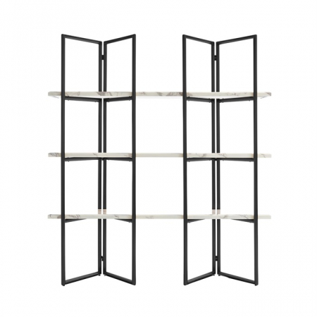 Etajera lux aurie/neagra Dede 165x185 cm din otel inoxidabil cu rafturi marmura alba, 7257 - Richmond Interiors [10]