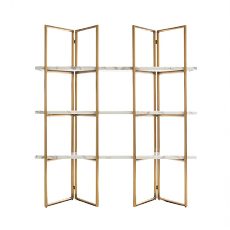 Etajera lux aurie/neagra Dede 165x185 cm din otel inoxidabil cu rafturi marmura alba, 7257 - Richmond Interiors [1]