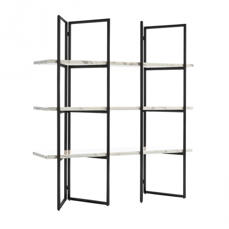 Etajera lux aurie/neagra Dede 165x185 cm din otel inoxidabil cu rafturi marmura alba, 7257 - Richmond Interiors [9]