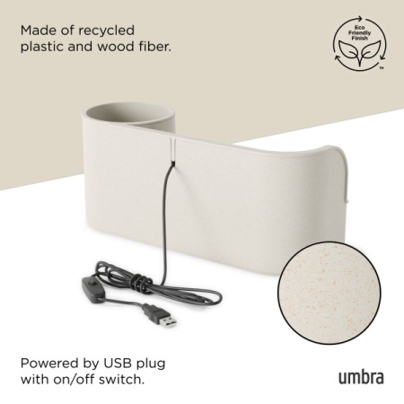 Fântână de Apă Stream 32x11x14 cm, Plastic Reciclat și Fibră Lemnoasă Bej - Umbra [2]