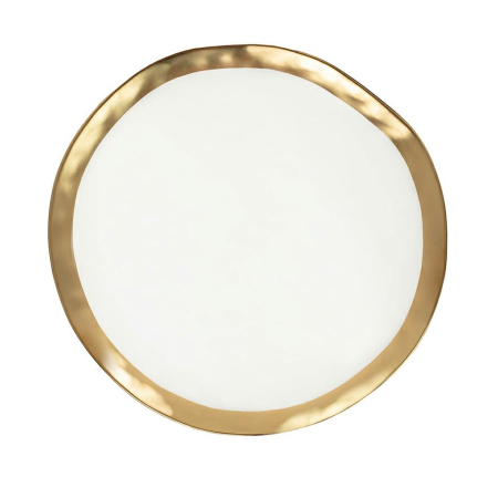 Produse - Farfurie Bell 31 30,8x2,3x30,8 cm, Porțelan Glazurat Alb Auriu - Kare Design