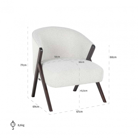 Fauteuil Mia (Copenhaga 900 Boucl√© Alb), S4591 WHITE BOUCLé - Richmond Interiors [4]