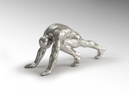 Figurina decorativa argintie Asana 92 cm, forma atlet, design extravagant, 767057 - Schuller [1]