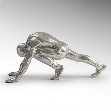 Promotii - Figurina decorativa argintie Asana 92 cm, forma atlet, design extravagant, 767057 - Schuller