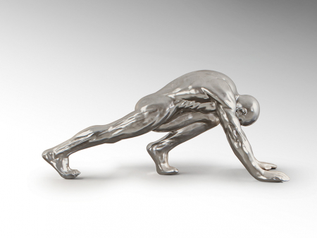 Figurina decorativa argintie Asana 92 cm, forma atlet, design extravagant, 767057 - Schuller [2]