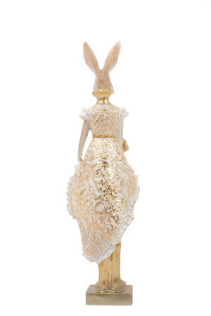 Figurină Decorativă Rabbit 10x8x35 cm, Rășină Bej/Auriu - SHP [2]