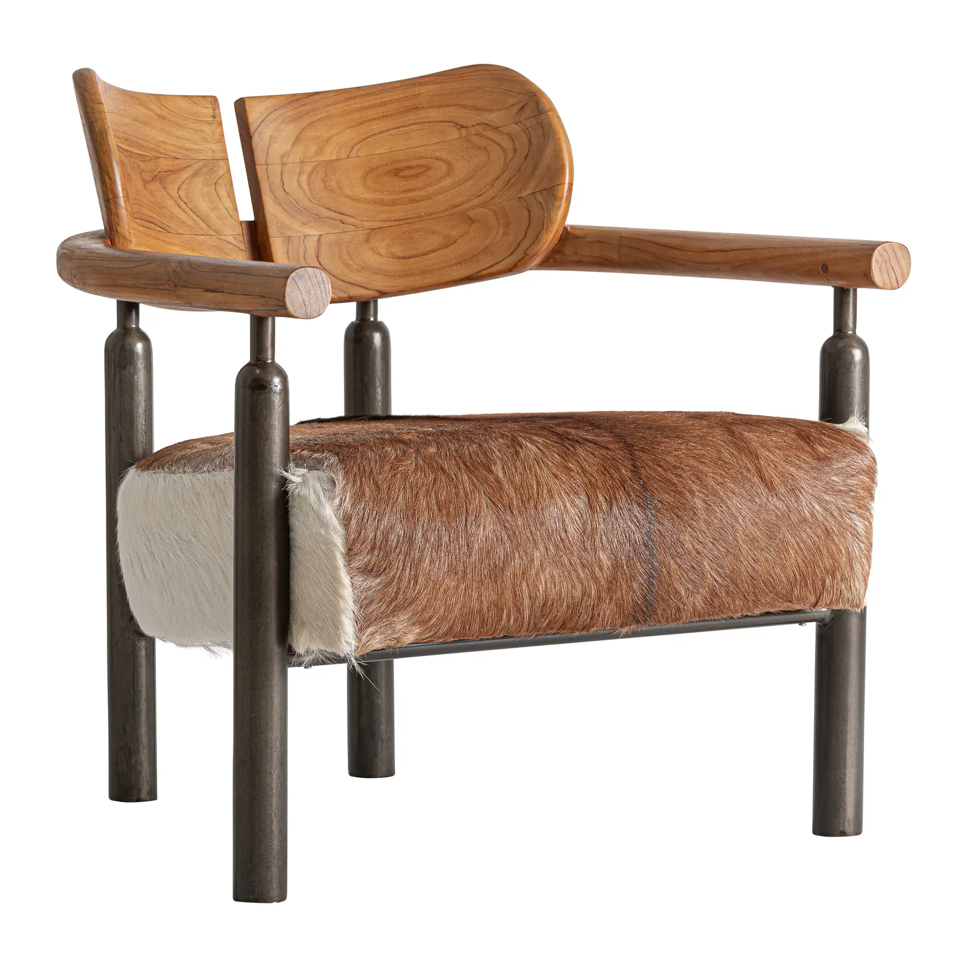 Produse - Fotoliu 73x73x76 cm, Piele și Fier Maro - VicalHome VicalHome 38602
