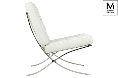 Fotoliu Barcelon 76x80x86 cm, Piele Ecologică Alb Lustruit - Modesto Design [1]