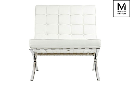 Fotoliu Barcelon 76x80x86 cm, Piele Ecologică Alb Lustruit - Modesto Design [3]