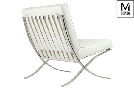 Fotoliu Barcelon 76x80x86 cm, Piele Ecologică Alb Lustruit - Modesto Design [2]