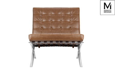 Fotoliu Barcelon Vintage Pu 76x80x86 cm, Oțel Maro Lustruit - Modesto Design [7]
