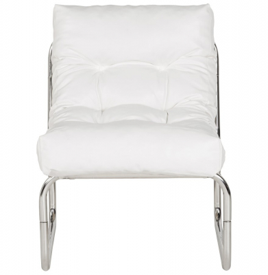 Fotoliu office alb Boudoir fara brate, sezut perna pufoasa tapitata piele ecologica, design modern, AC00270WH - Kokoon [1]